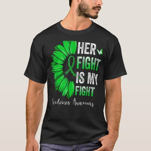 彼女の戦いは私の戦い石灰認識度グリーンリ Tシャツ (正面)