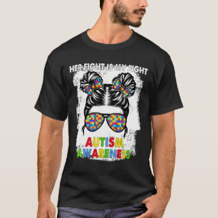 彼女の戦いは私の戦い自閉症の意識Messy Bun G Tシャツ