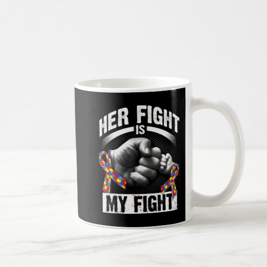 彼女の戦いは私の戦い自閉症の認識とサポート コーヒーマグカップ (右)