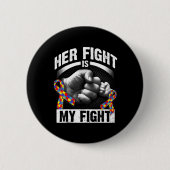 彼女の戦いは私の戦い自閉症の認識とサポート 缶バッジ (正面)