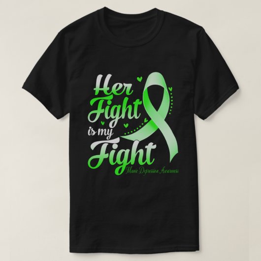 彼女の戦いは私の戦い躁鬱病認識度M Tシャツ (デザイン正面)