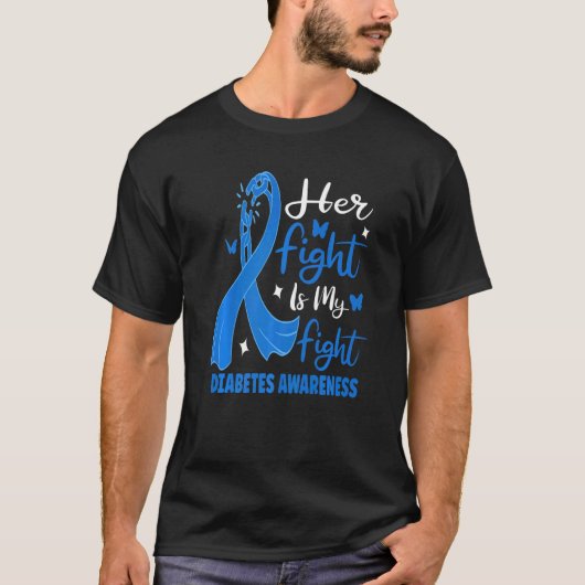 彼女の戦いは私の戦い青い糖尿病1型アワレネ Tシャツ (正面)