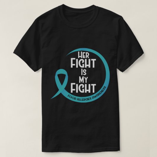 彼女の戦いは私の戦い食物アレルギー認識度茶 Tシャツ (デザイン正面)