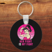 彼女の戦いは私の戦いRosie Riveter乳がん キーホルダー (正面)