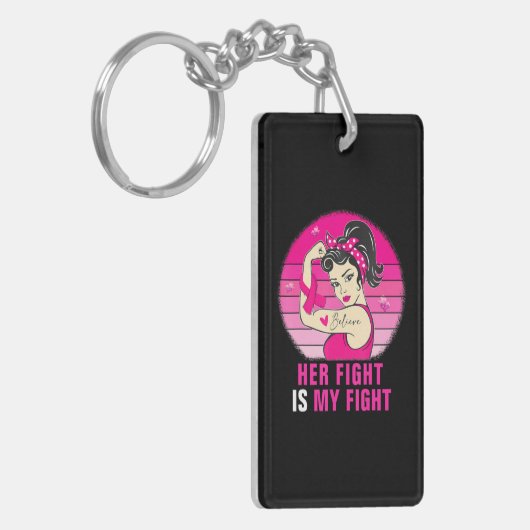 彼女の戦いは私の戦いRosie Riveter乳がん キーホルダー (正面左)