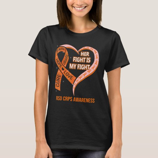 彼女の戦いは私の戦いRSD CRPS認識度リボン彼 Tシャツ (正面)