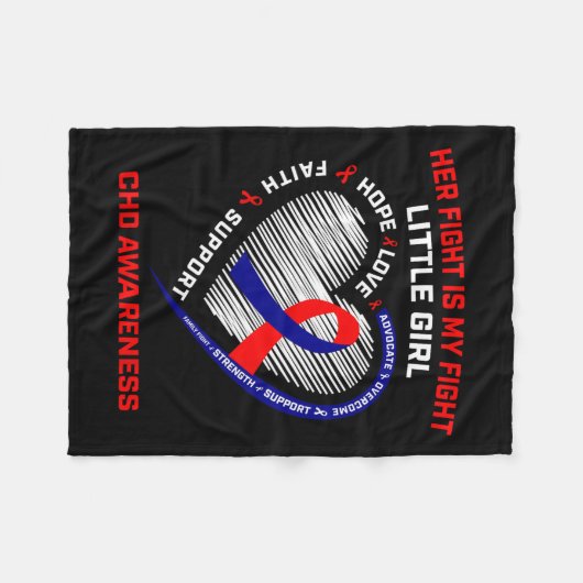 彼女の戦い小さな女の子Chd認識度ハート病 フリースブランケット (正面(横))