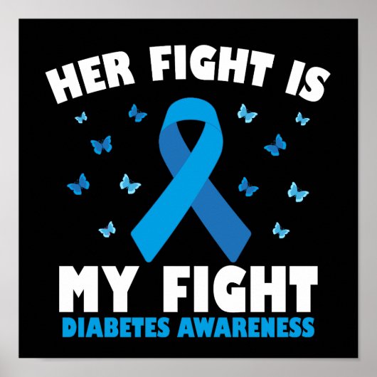 彼女の戦い私の戦い糖尿病認識度T1Dリボン ポスター (正面)