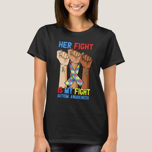 彼女の戦い私の戦い自閉症の意識は、最初のパズ Tシャツ (正面)