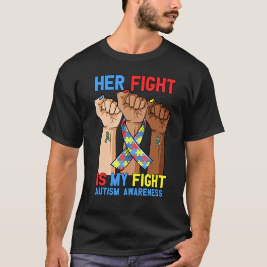 彼女の戦い私の戦い自閉症の意識は、最初のパズ Tシャツ (正面)