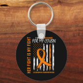 彼女の戦い衣服オレンジいとこの白血病がん認識 キーホルダー (正面)