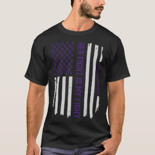 彼女の戦い- Alzheimerの認識度の米国旗 Tシャツ