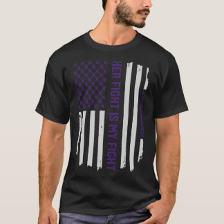 彼女の戦い- Alzheimerの認識度の米国旗 Tシャツ