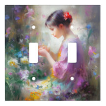 彼女の手の中の花を称賛する女の子