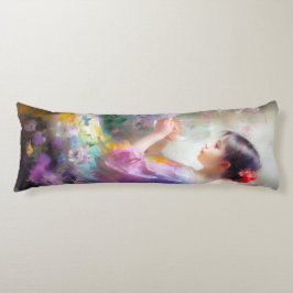 彼女の手の中の花を称賛する女の子 ボディピロー