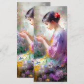 彼女の手の中の花を称賛する女の子 メニュー (正面/裏面)