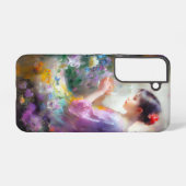 彼女の手の中の花を称賛する女の子 SAMSUNG GALAXYケース (裏面横)