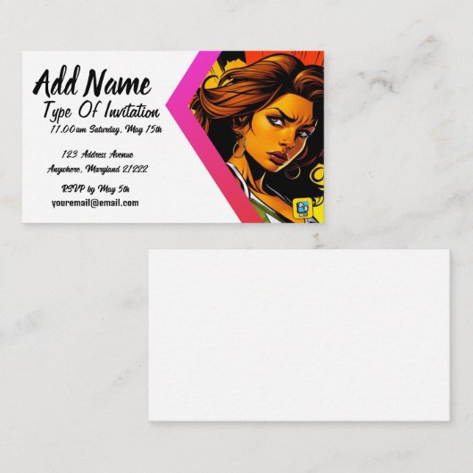 彼女の招待状を反映する エンクロージャーカード (正面/裏面)