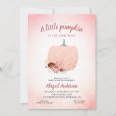 彼女の方法で小さなカボチャグリッター赤ちゃんシャワー 招待状 (正面)