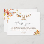 彼女の方法で小さなカボチャ、秋ボホベイビーシャワー サンキューカード (正面/裏面)