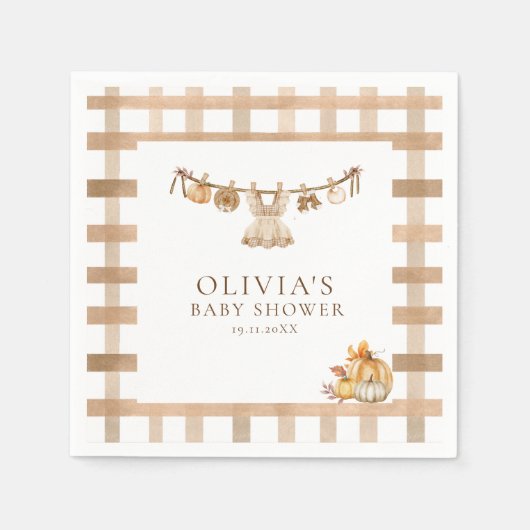 彼女の方法で小さなカボチャ、秋ボホベイビーシャワー スタンダードカクテルナプキン (正面)