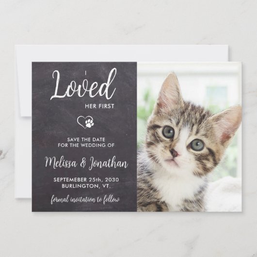 彼女の最初の写真カスタムペットが素朴好き結婚だった セーブザデート (正面)