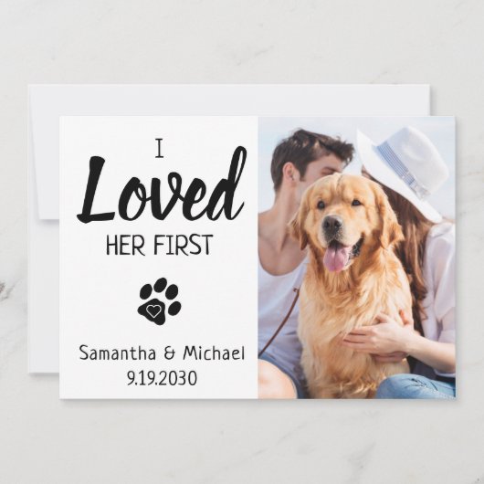 彼女の最初の写真カスタムペットの結婚犬が好き セーブザデート (正面)