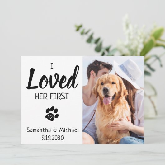 彼女の最初の写真カスタムペットの結婚犬が好き セーブザデート (スタンド正面)