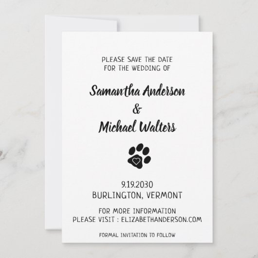 彼女の最初の写真カスタムペットの結婚犬が好き セーブザデート (裏面)