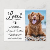 彼女の最初の写真カスタムペットドッグが結婚好き 案内ポストカード (正面)