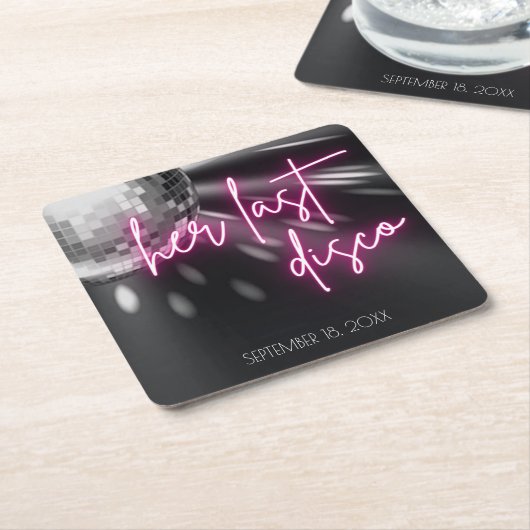 彼女の最後のディスコバチェロレッテナプキンス スクエアペーパーコースター (アングル)