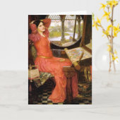 彼女の机に坐っているShalottの女性 カード (黄色い花)