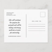 彼女の次の冒険が写真モダン卒業を待つ 案内ポストカード (裏面)