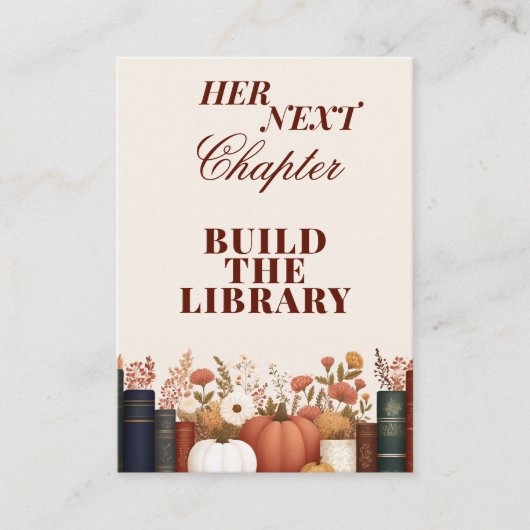 彼女の次の章ストック図書館ブライダルシャワー エンクロージャーカード (正面)