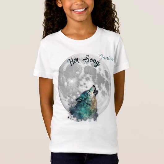 「彼女の歌」オオカミとムーンガールのカスタム Tシャツ (正面)