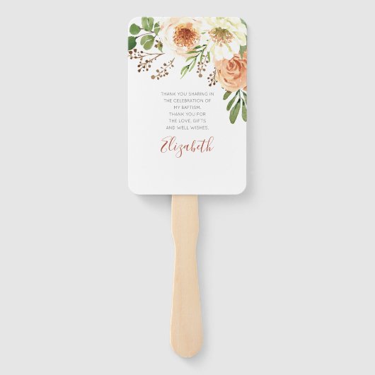 彼女の水の色モダンフローラのためのバプテスマ ハンドファン (裏面)