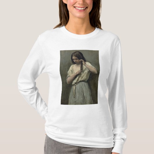 彼女の洗面所の若い女の子 Tシャツ (正面)