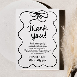 彼女の特別な日を祝う　ふんわりリボンのブライダルシャワー サンキューカード