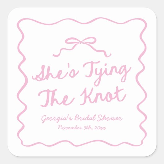 彼女の特別な日を祝う　ふんわりリボンの ブライダルシャワー スクエアシール (正面)