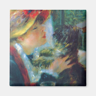 彼女の犬と女性ルノアールファインアート マグネット