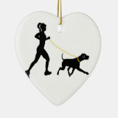 彼女の犬のオーナメントとの女の子のランニング セラミックオーナメント (右)