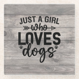 彼女の犬のコースターを愛しているだけの女の子 ガラスコースター