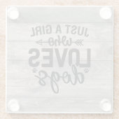 彼女の犬のコースターを愛しているだけの女の子 ガラスコースター (裏面)