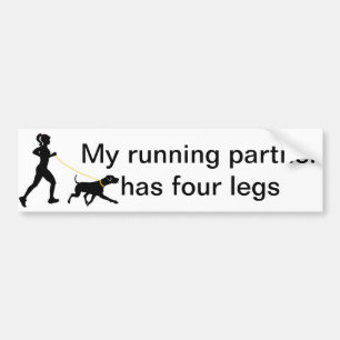 彼女の犬のバンパーステッカーとの女の子のランニング バンパーステッカー