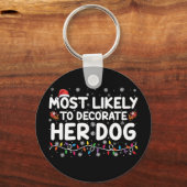 彼女の犬の家族飾のクリスマスに最も可能性が高い キーホルダー (正面)