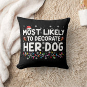 彼女の犬の家族飾のクリスマスに最も可能性が高い クッション (ブランケット)