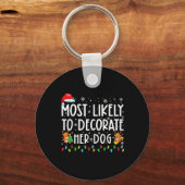 彼女の犬の家族飾のクリスマスPに最も可能性が高い キーホルダー (正面)