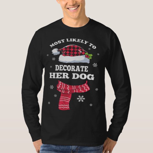 彼女の犬の家族飾のクリスマスPに最も可能性が高い Tシャツ (正面)