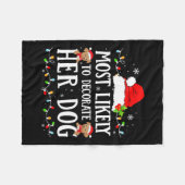 彼女の犬の飾クリスマスのパジャマに最も可能性が高い フリースブランケット (正面(横))