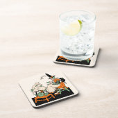 彼女の猫と茶を共有している30年代のハロウィンの魔法使い コースター (右側)